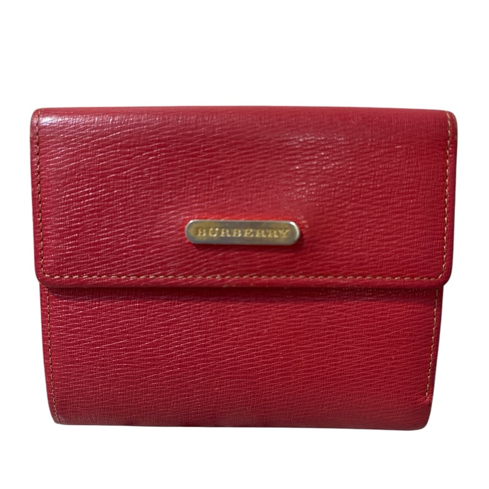 ✨Burberry Red Trifold Leather Wallet✨